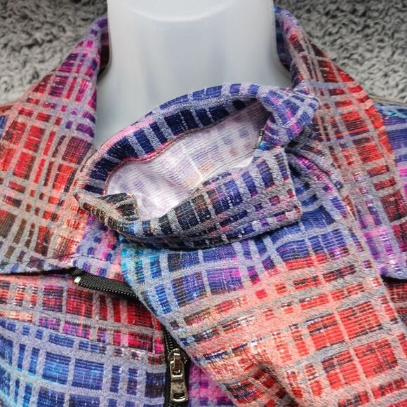 Erin London Womans Medium  Zip up Shacket. Multicolor. Cuff Sleeve. 2 Pockets... - Picture 8 of 15